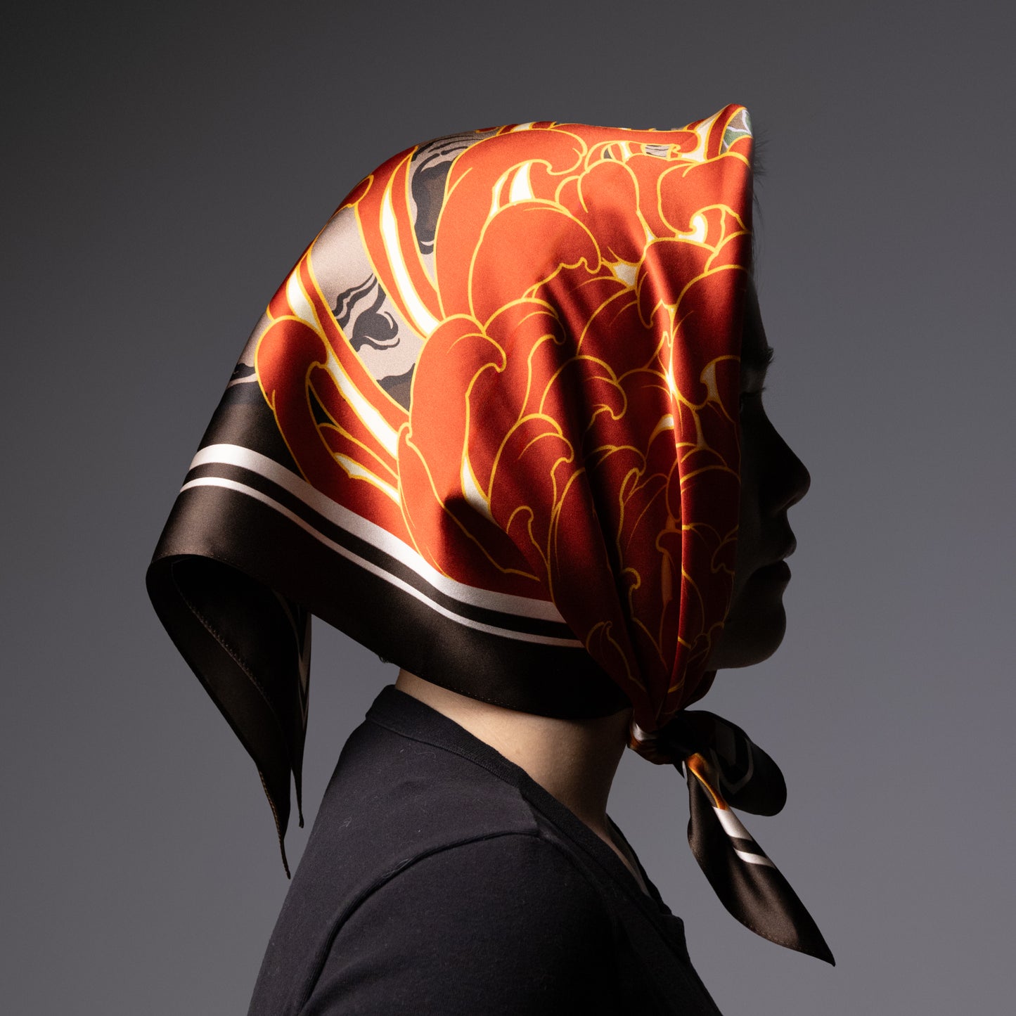 Skull & Chrysanthemum Silk Bandana