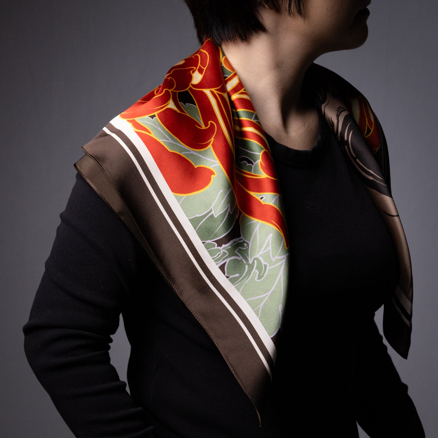 Skull & Chrysanthemum Silk Bandana