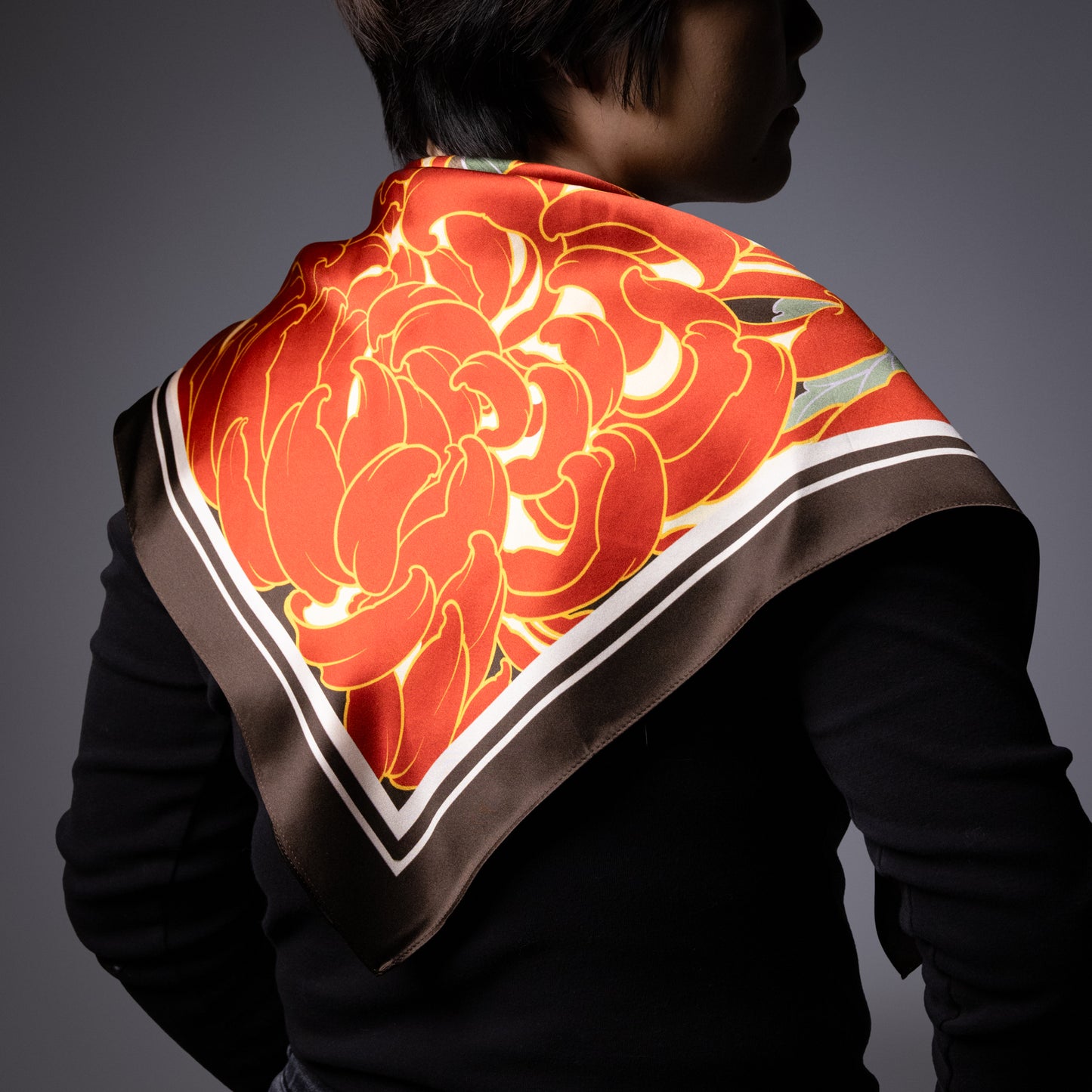 Skull & Chrysanthemum Silk Bandana