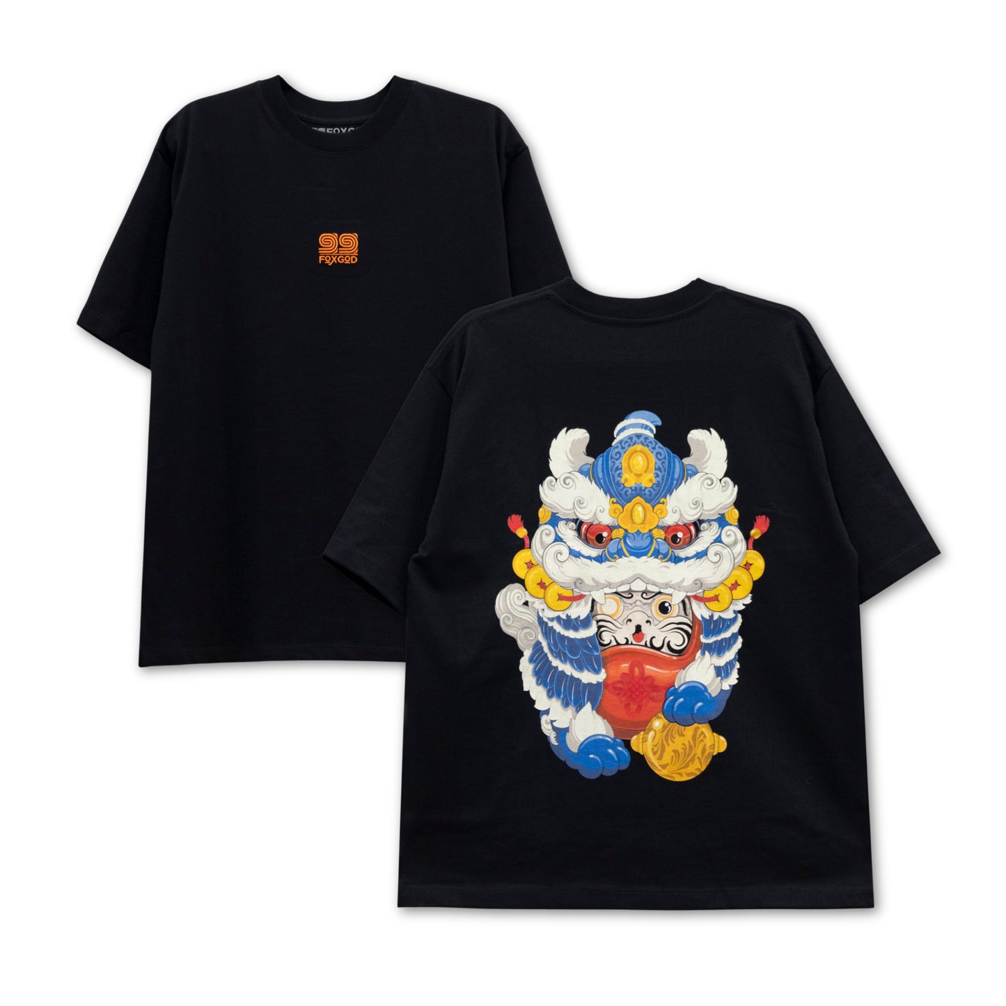 blue lion dancing shirt.