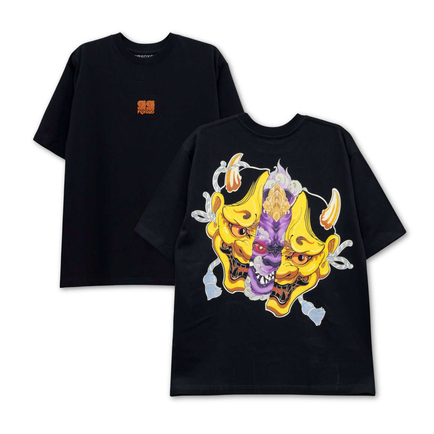 golden hannya mask shirt.