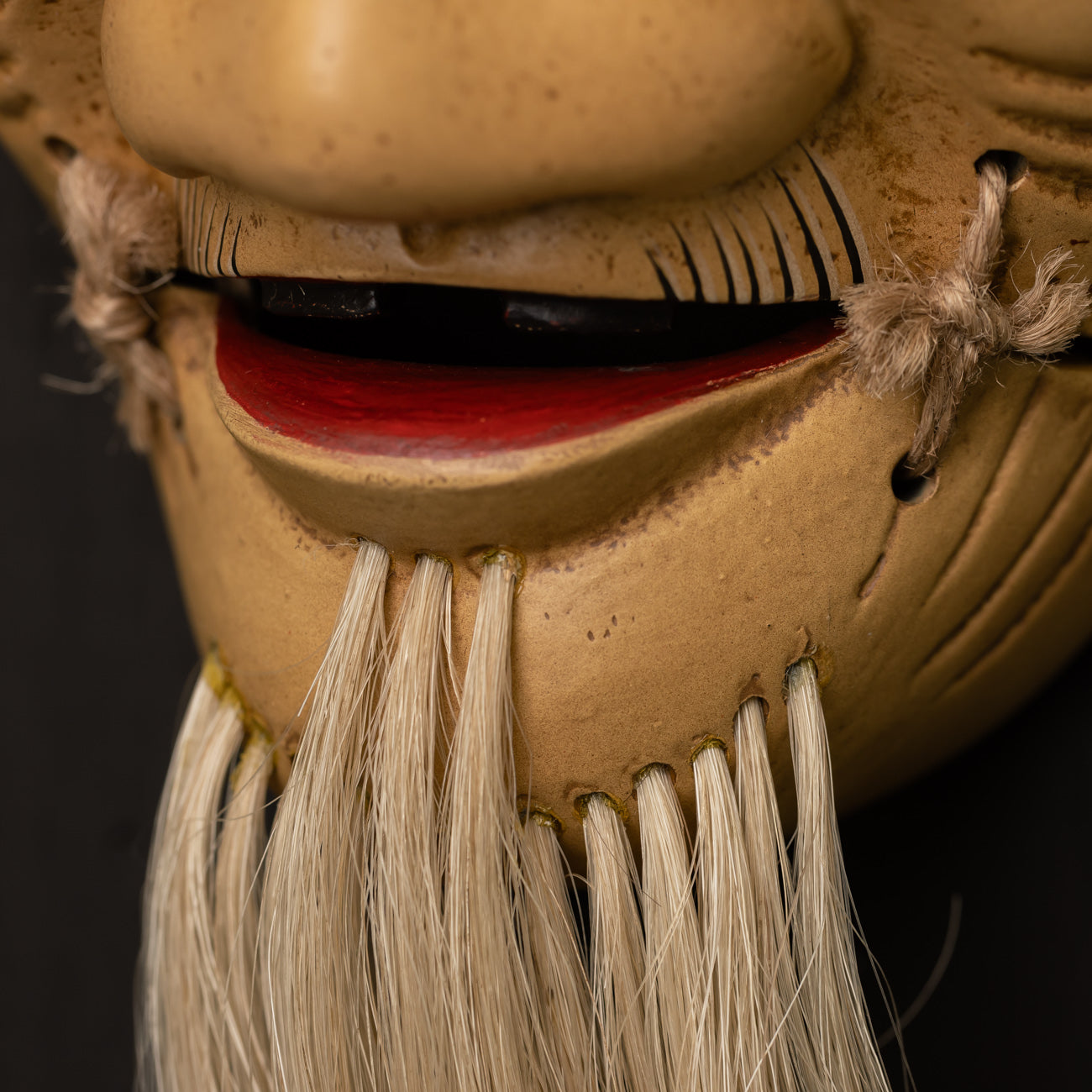 Okina Mask white beard close up