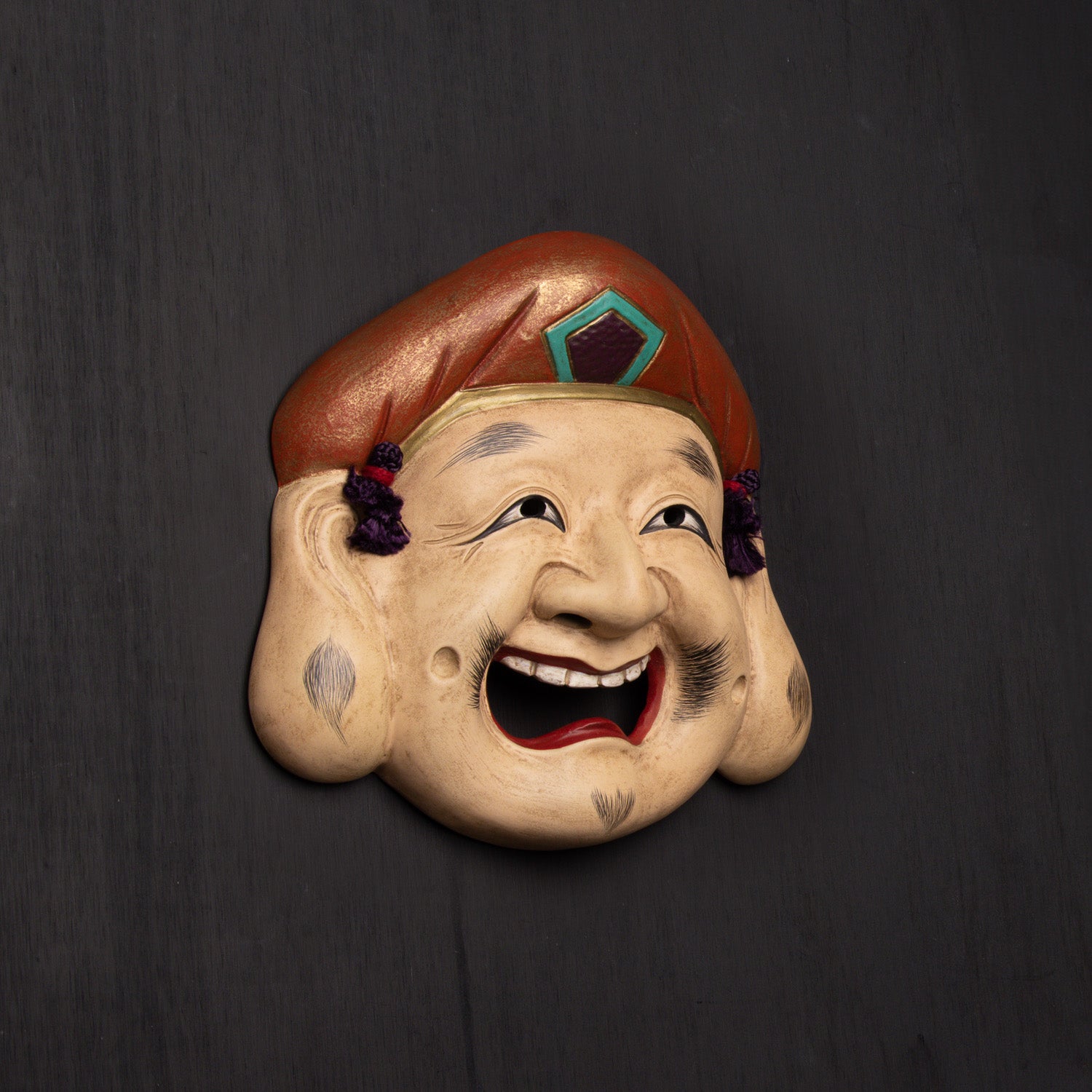 芳徳斎 能面伎AntiqueJapanese MaskGodof Fortune 99FoxGod Daikokuten Mask - Gold God of Wealth and Protector of Farmers