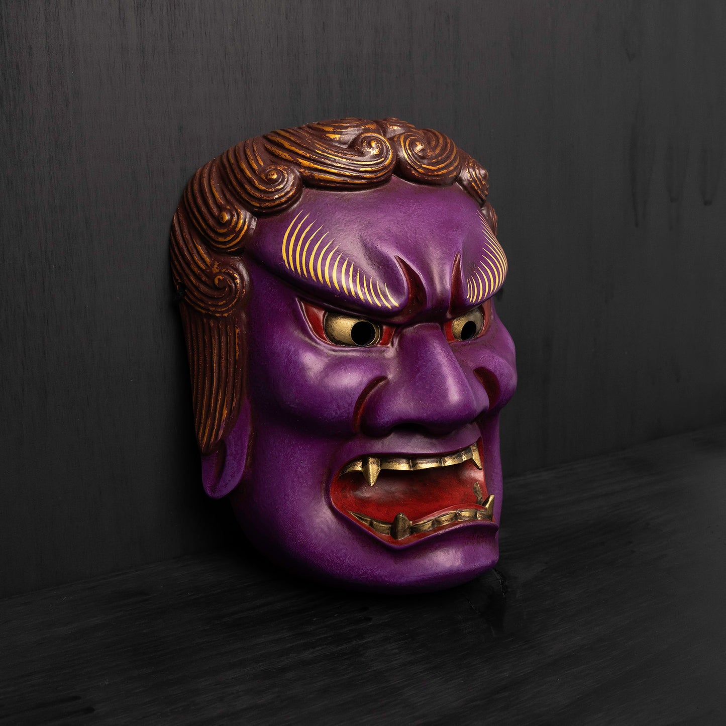 Purple Fudo Myo-o Mask on the floor