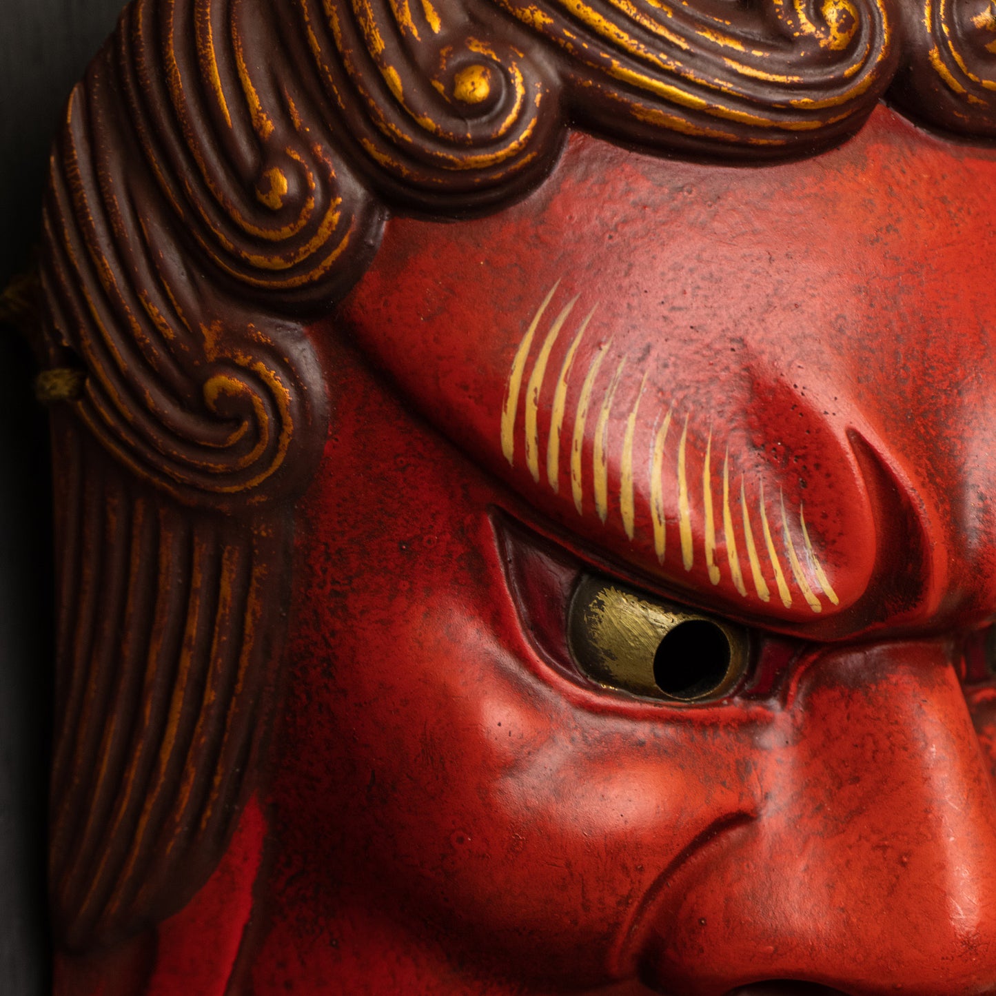 Red Fudo Myo-o Mask with furrowed brows