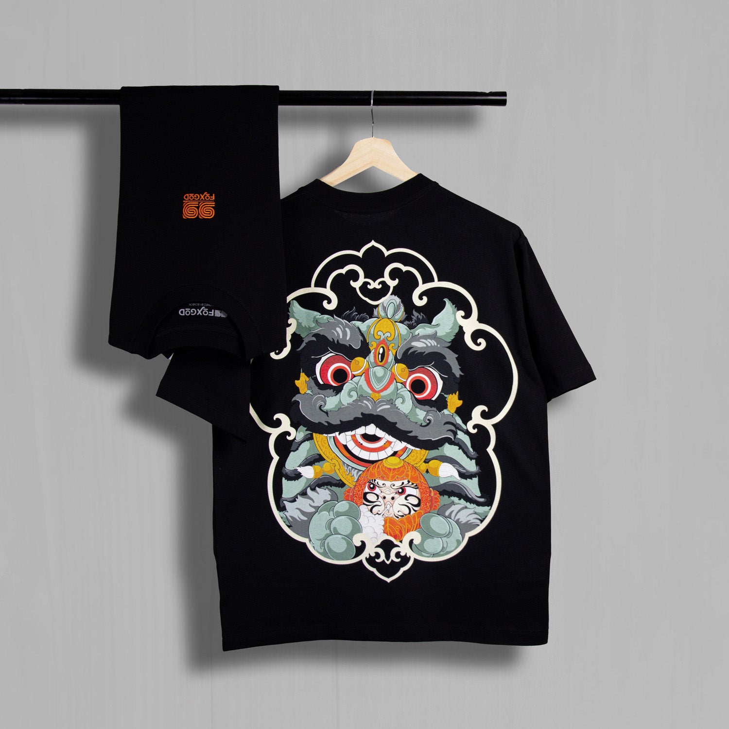 green lion dancing shirt.