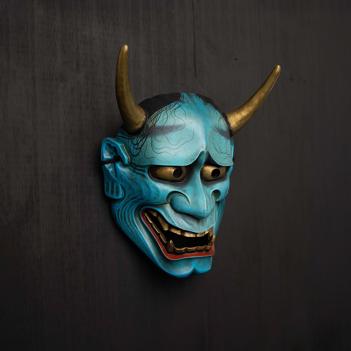 Real Blue Hannya Mask on the wall