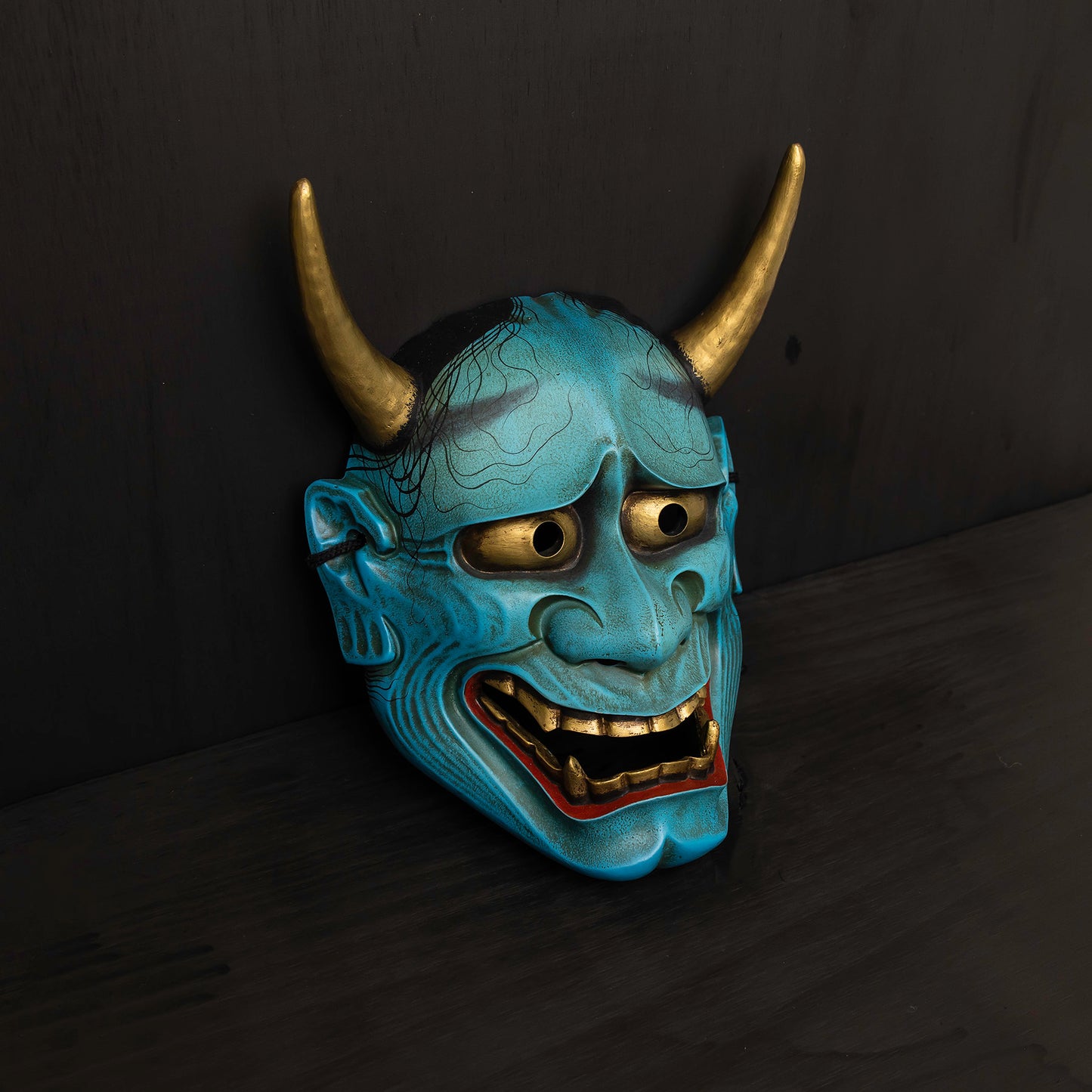 Real Blue Hannya Mask on the floor