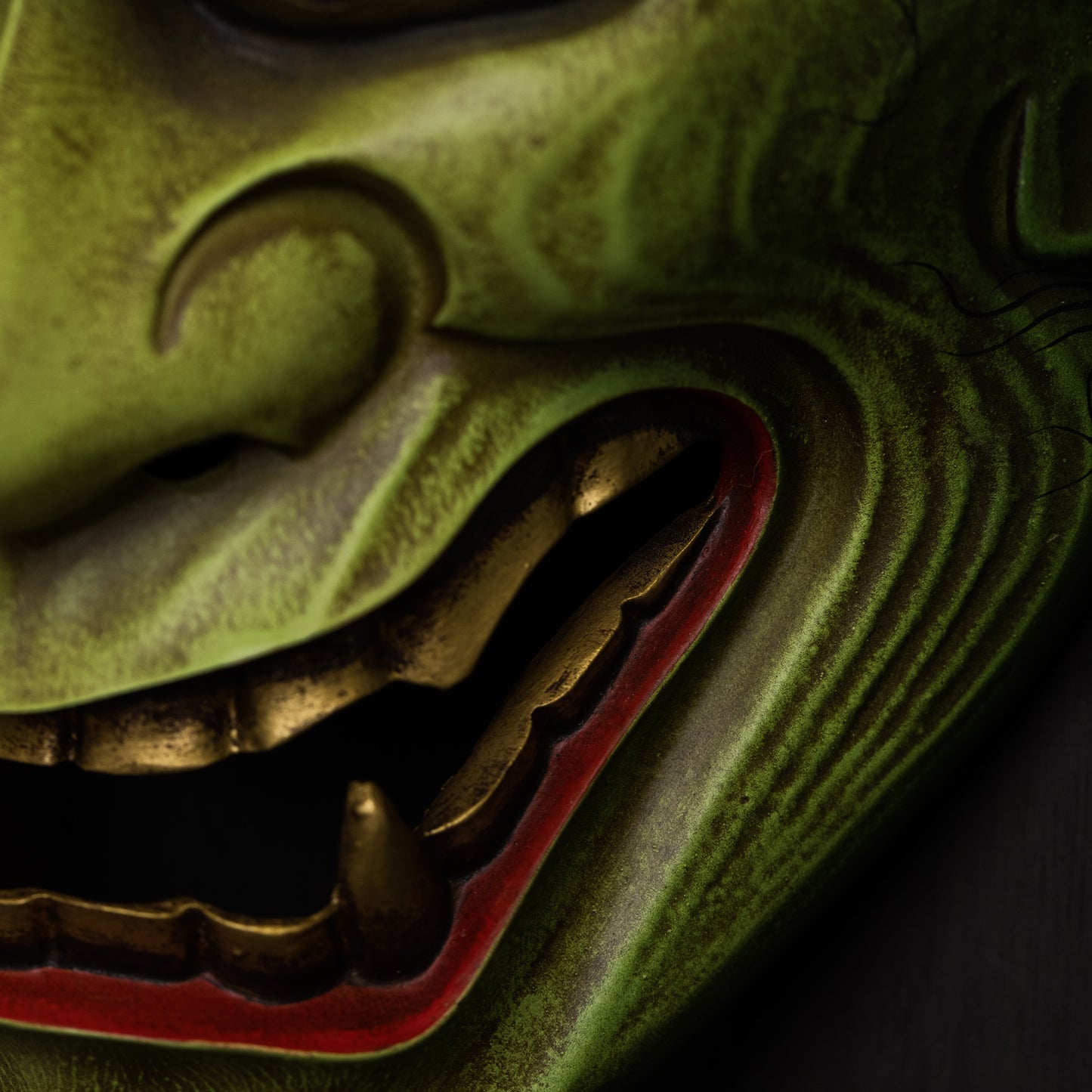 Close Up Green Hannya Mask