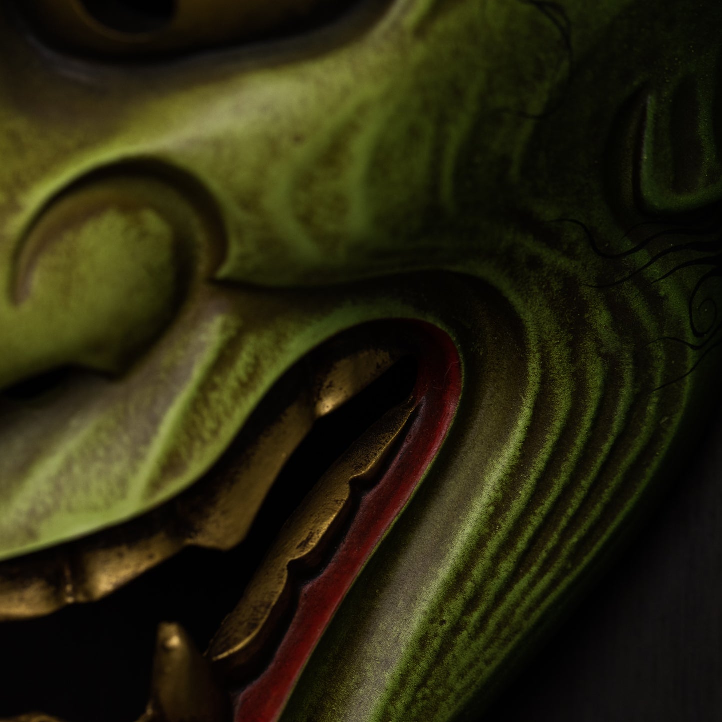 Handcrafted Green Hannya Mask