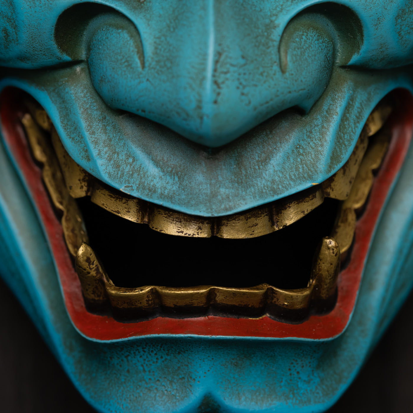 Real Blue Hannya Mask in acrylic paint