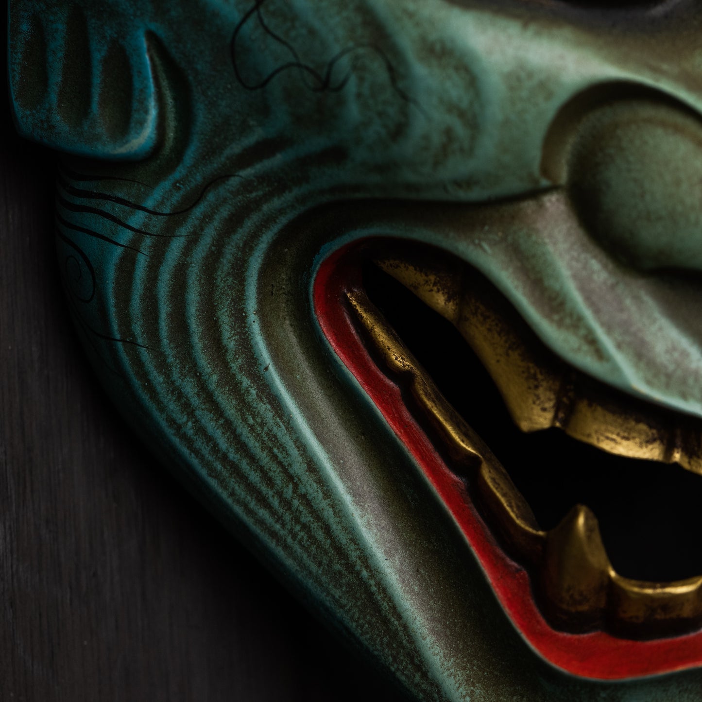 Handcrafted Peacock Blue Hannya Mask