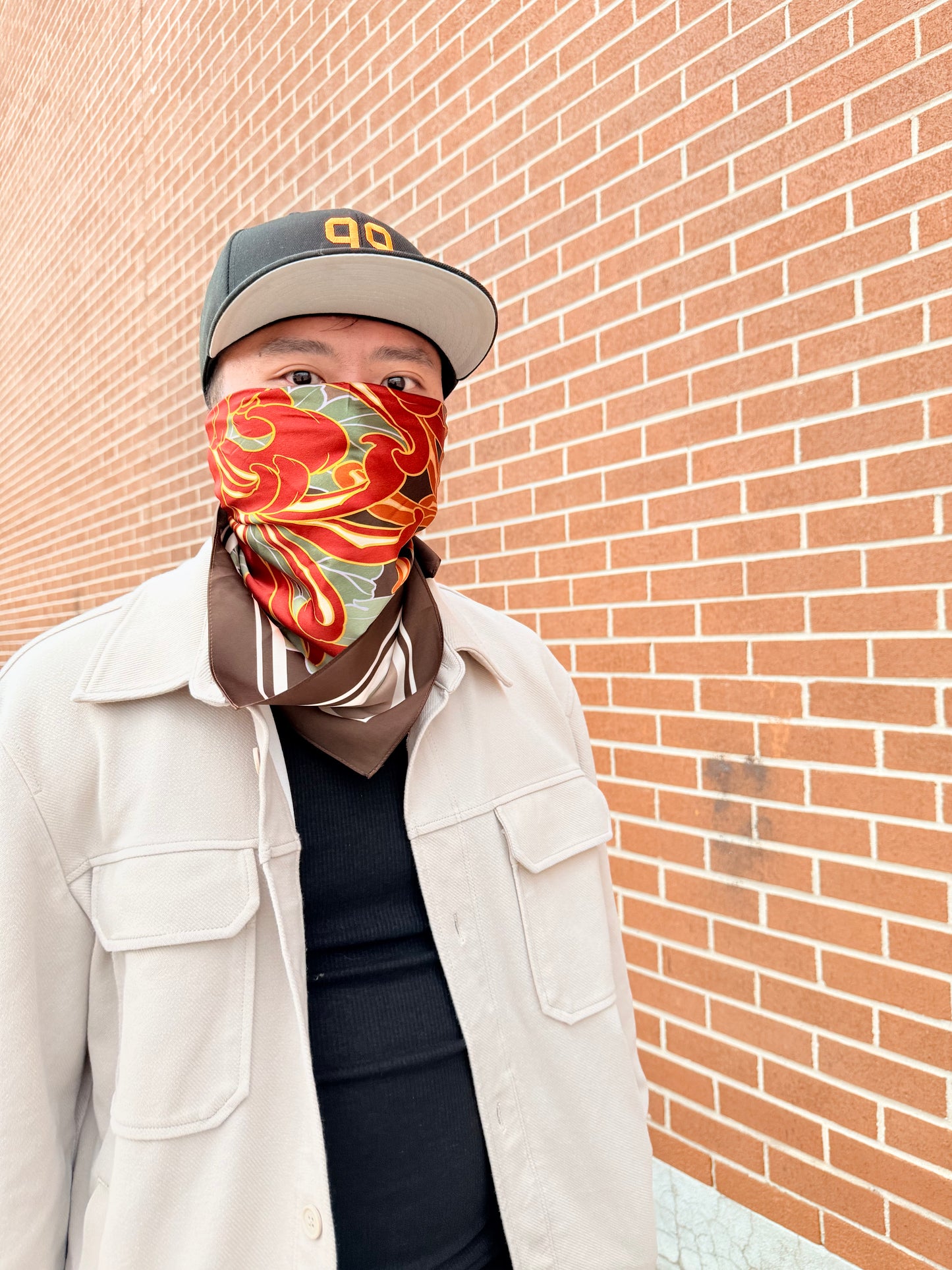Skull & Chrysanthemum Silk Bandana