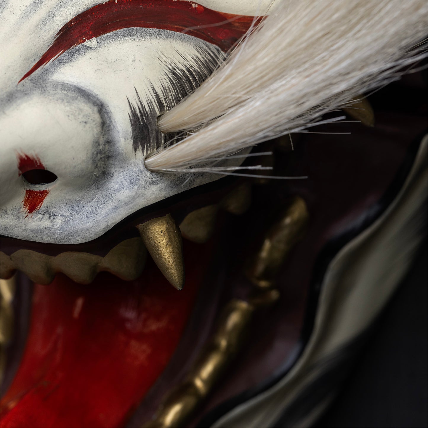 Kitsune Mask with horse hair whiskers