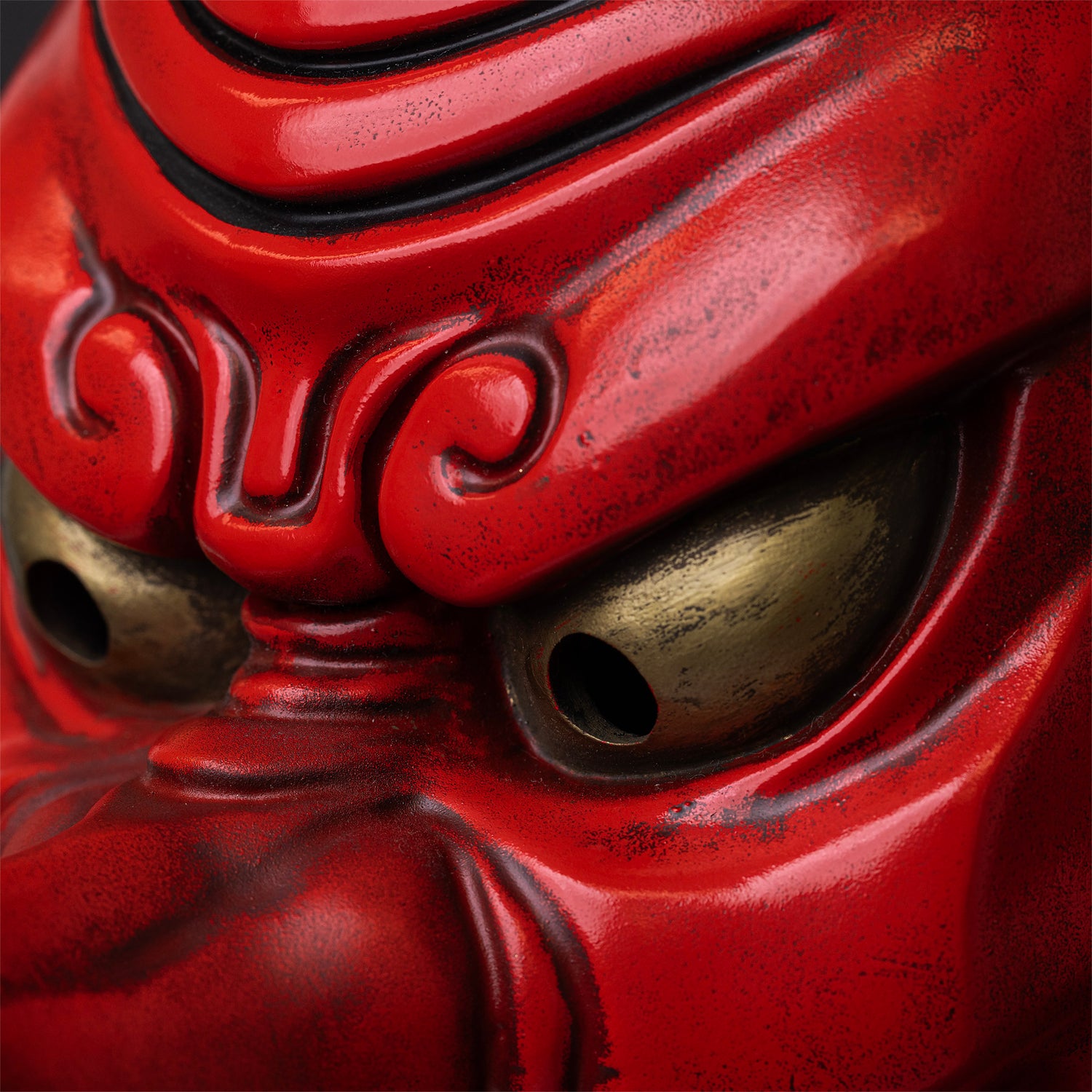 Intricate details of the Tengu Mask